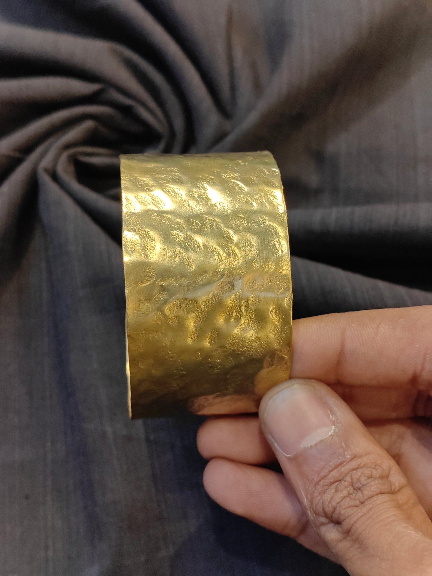 Hammered handcrafted cuff bracelet in brass