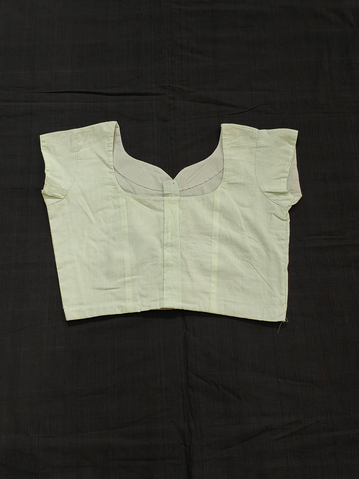 Pale green cotton short sleeved blouse - back open