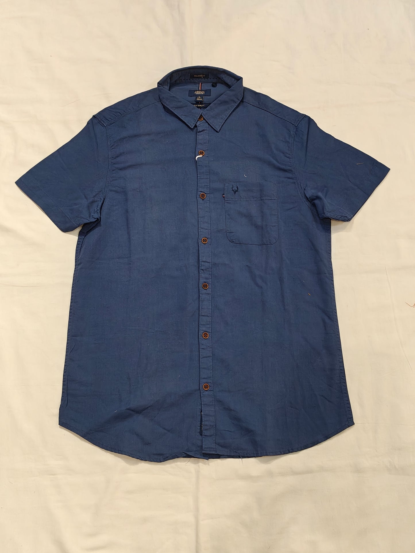 Plain dark blue half sleeved men's shirt