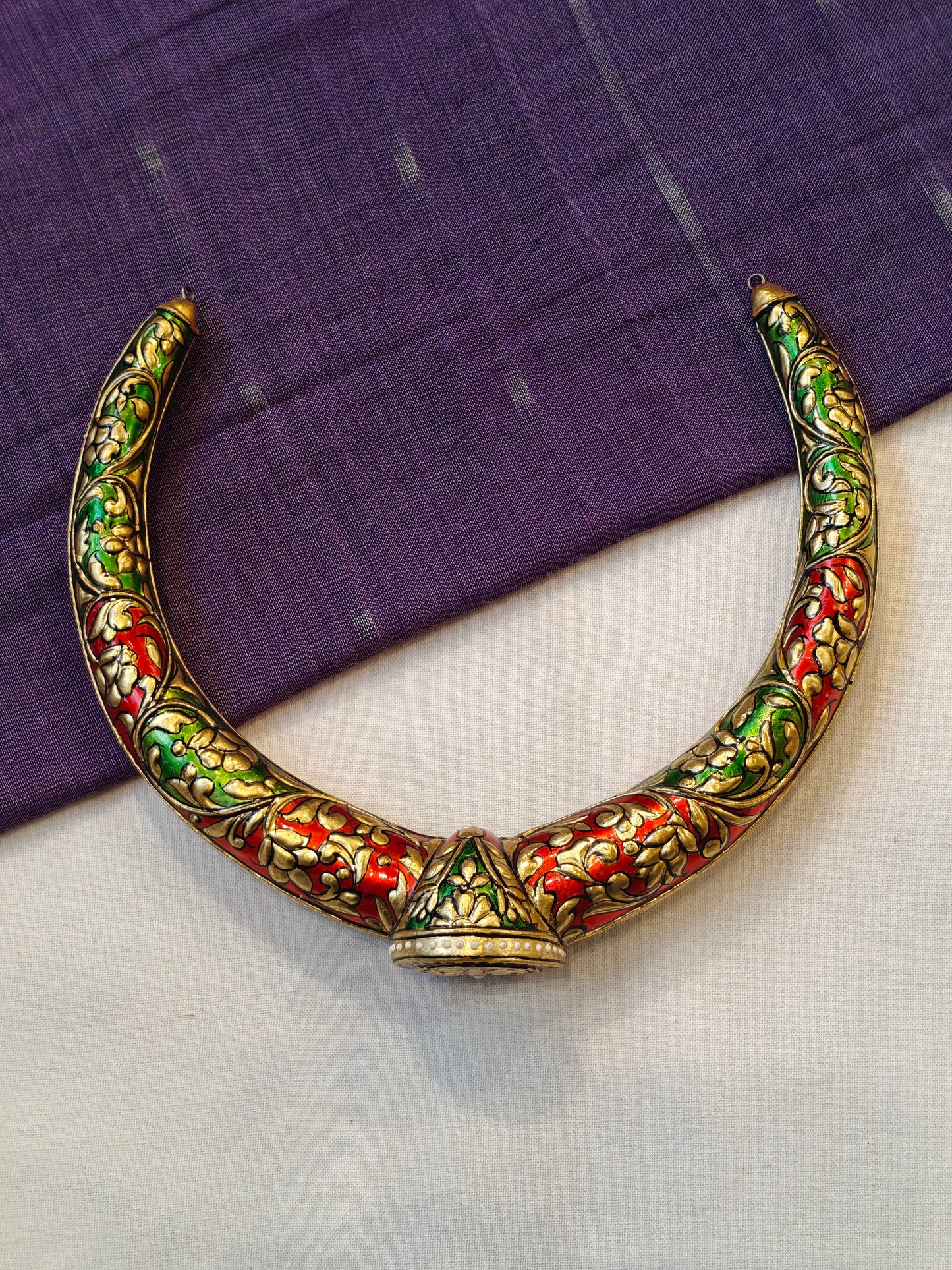 Hansli gold leaf embossed reversible neck piece