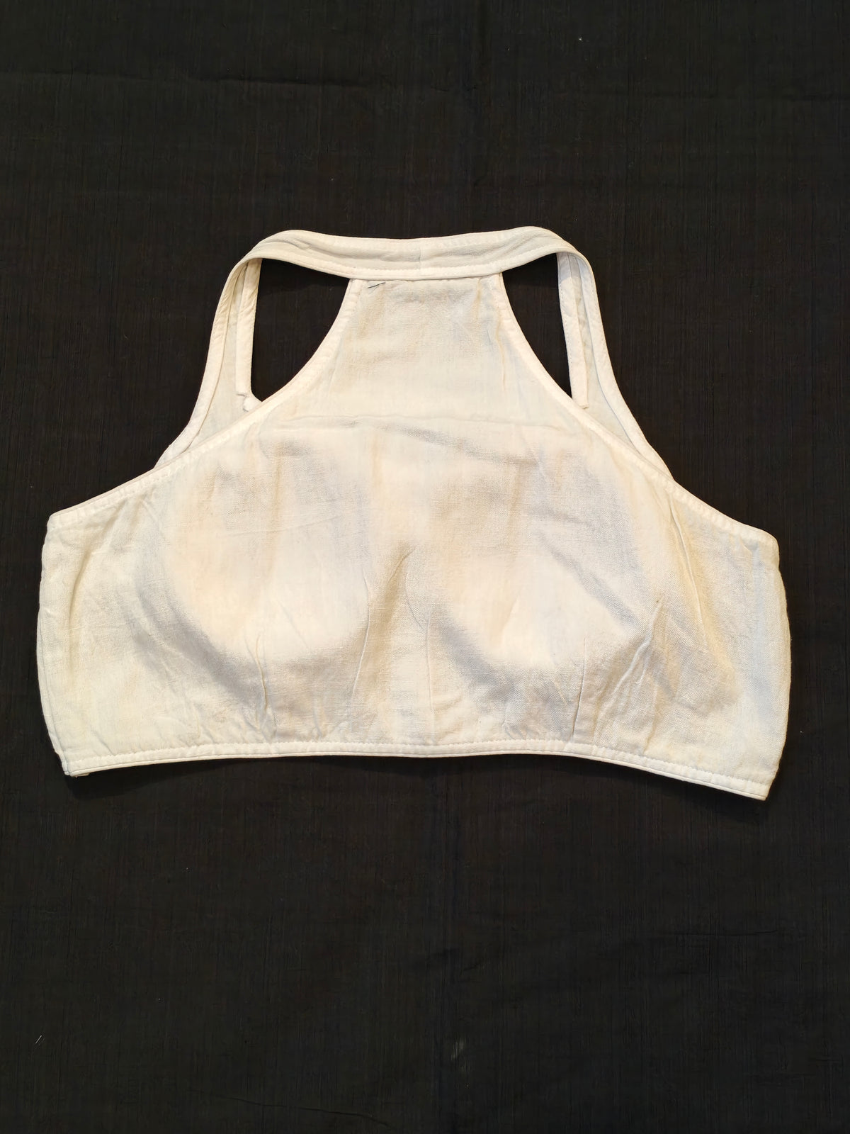 Plain white halter neck cotton blouse