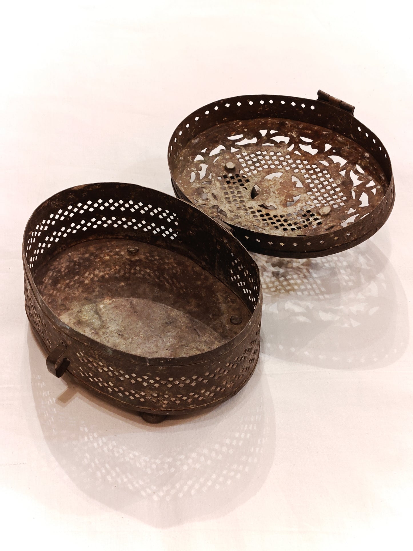 Brass container with jaali pattern - handcrafted brass vintage piece