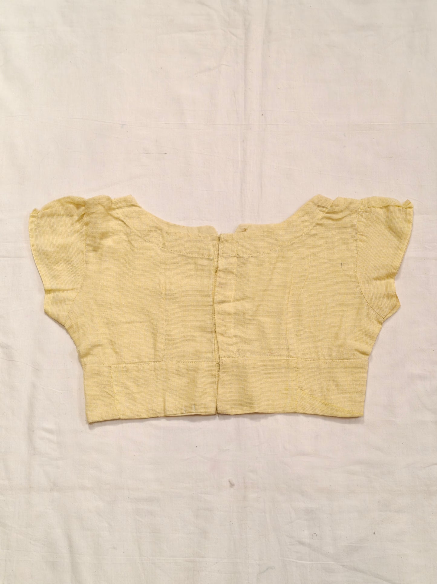 Yellow kota cotton short sleeves cotton blouse