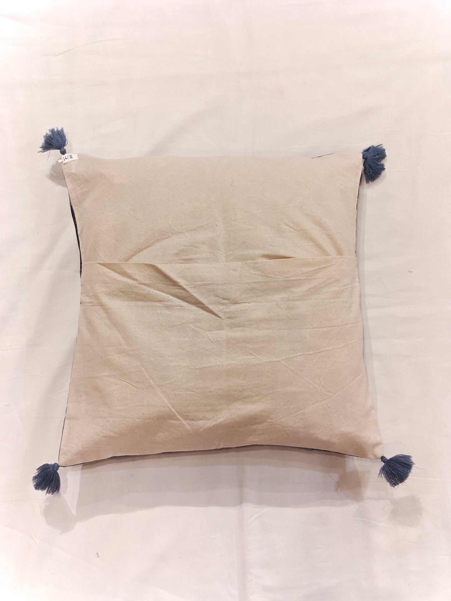 Handloom Cushion cover in denim patches