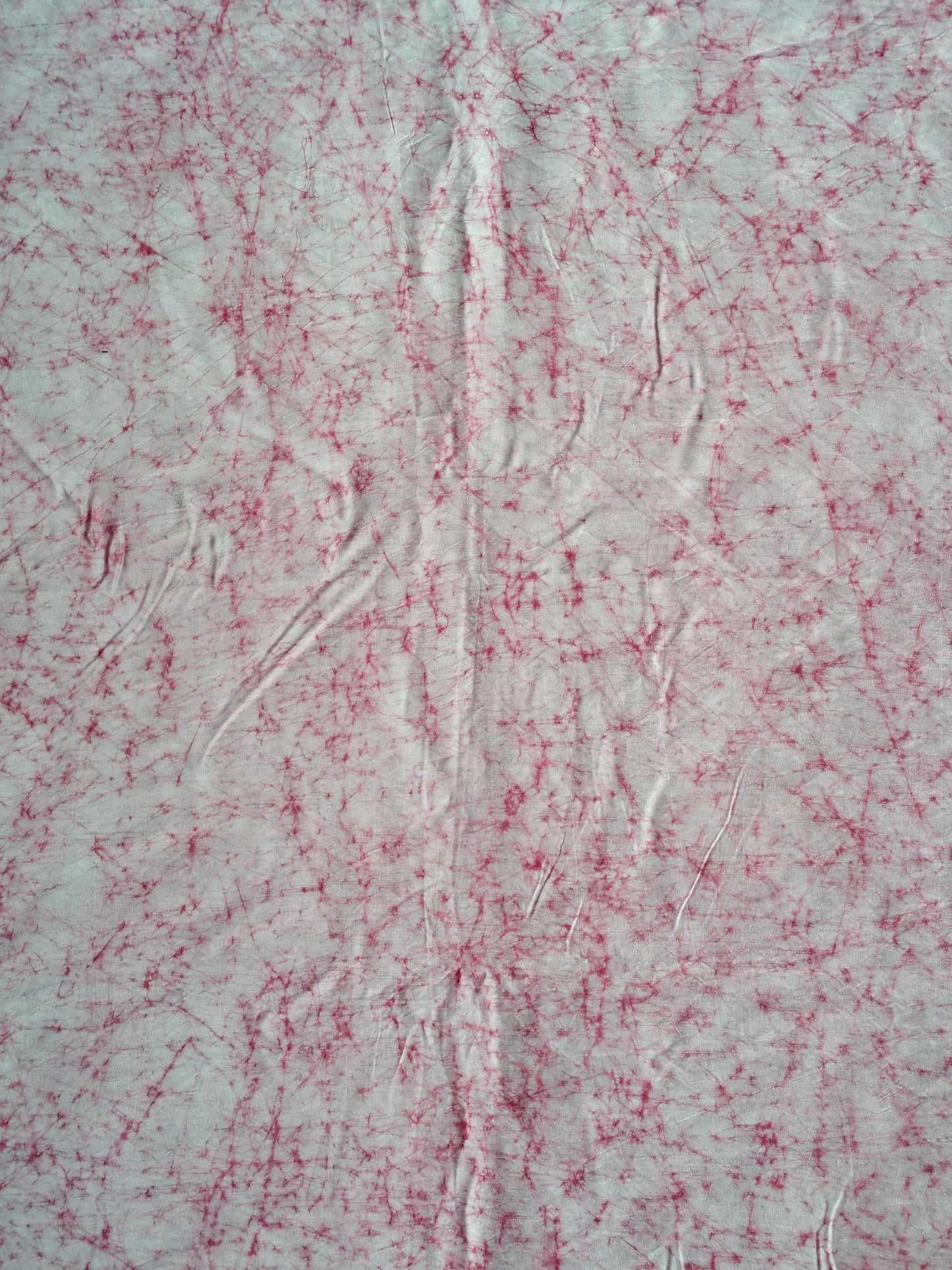 Pink n white batik crackled pattern handloom fabric