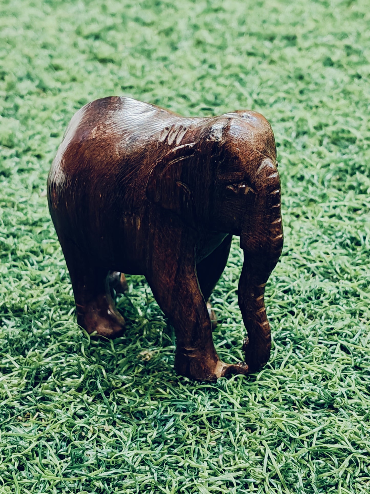 Solid rose wood hand carved wooden elephant decor