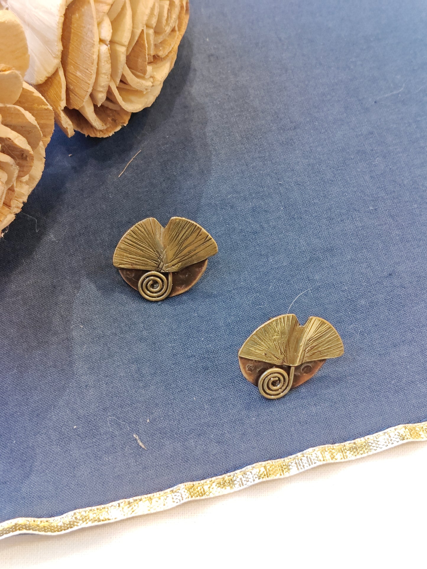 Leaf design handcrafted stud earrings