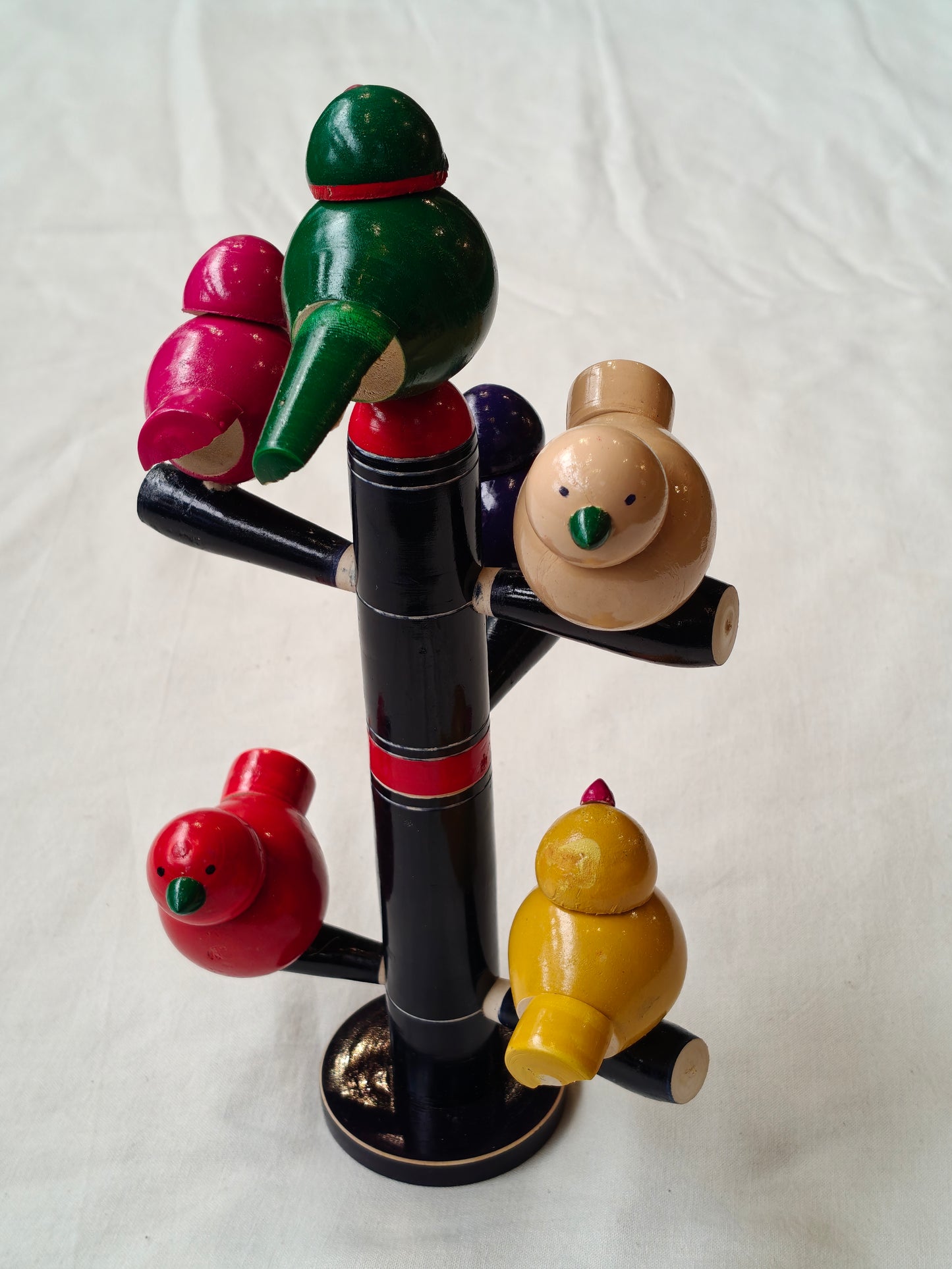 Colorful wooden birdies tree handcrafted stand