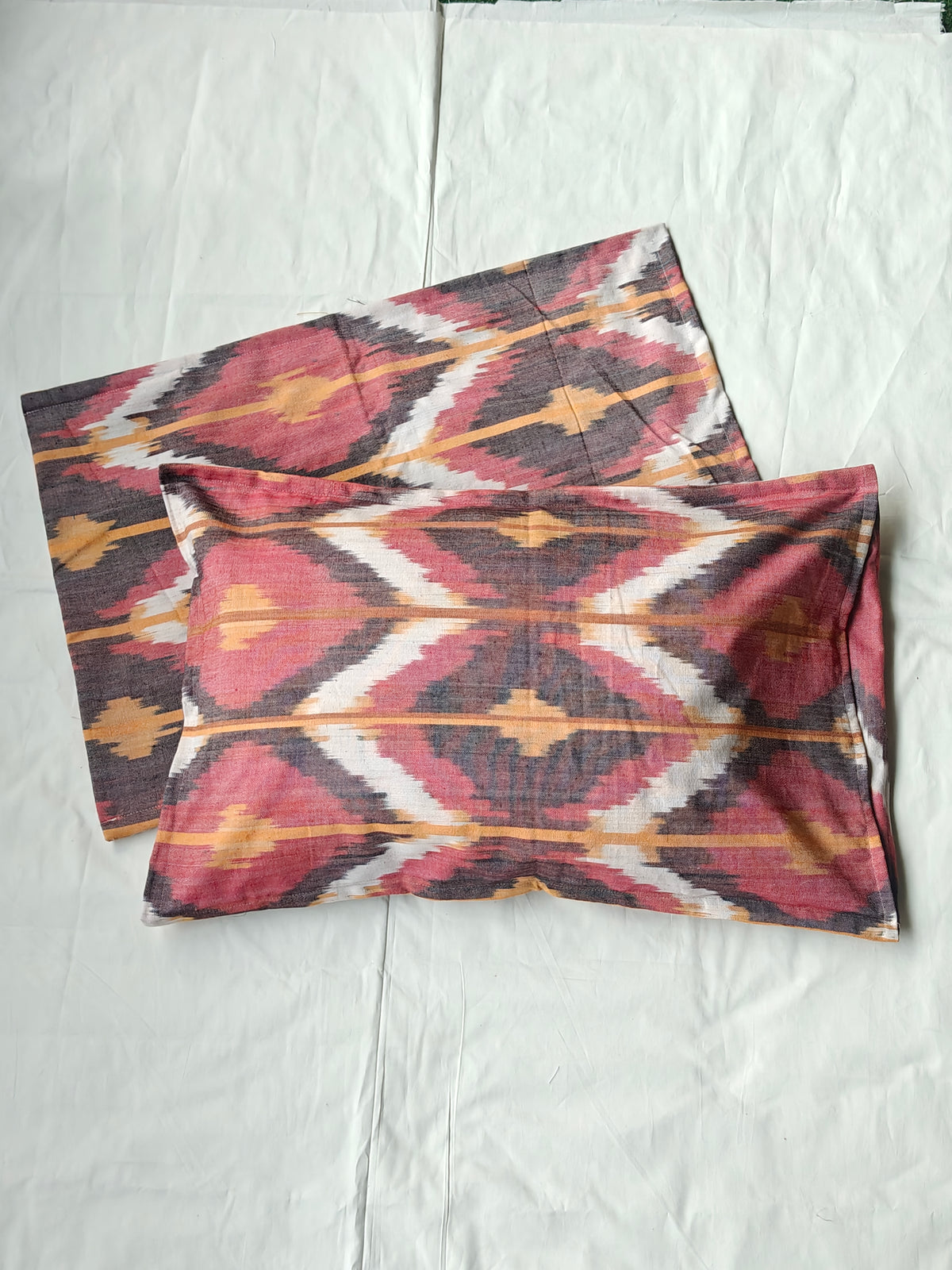 Red n orange thick Ikat cotton pillow cover