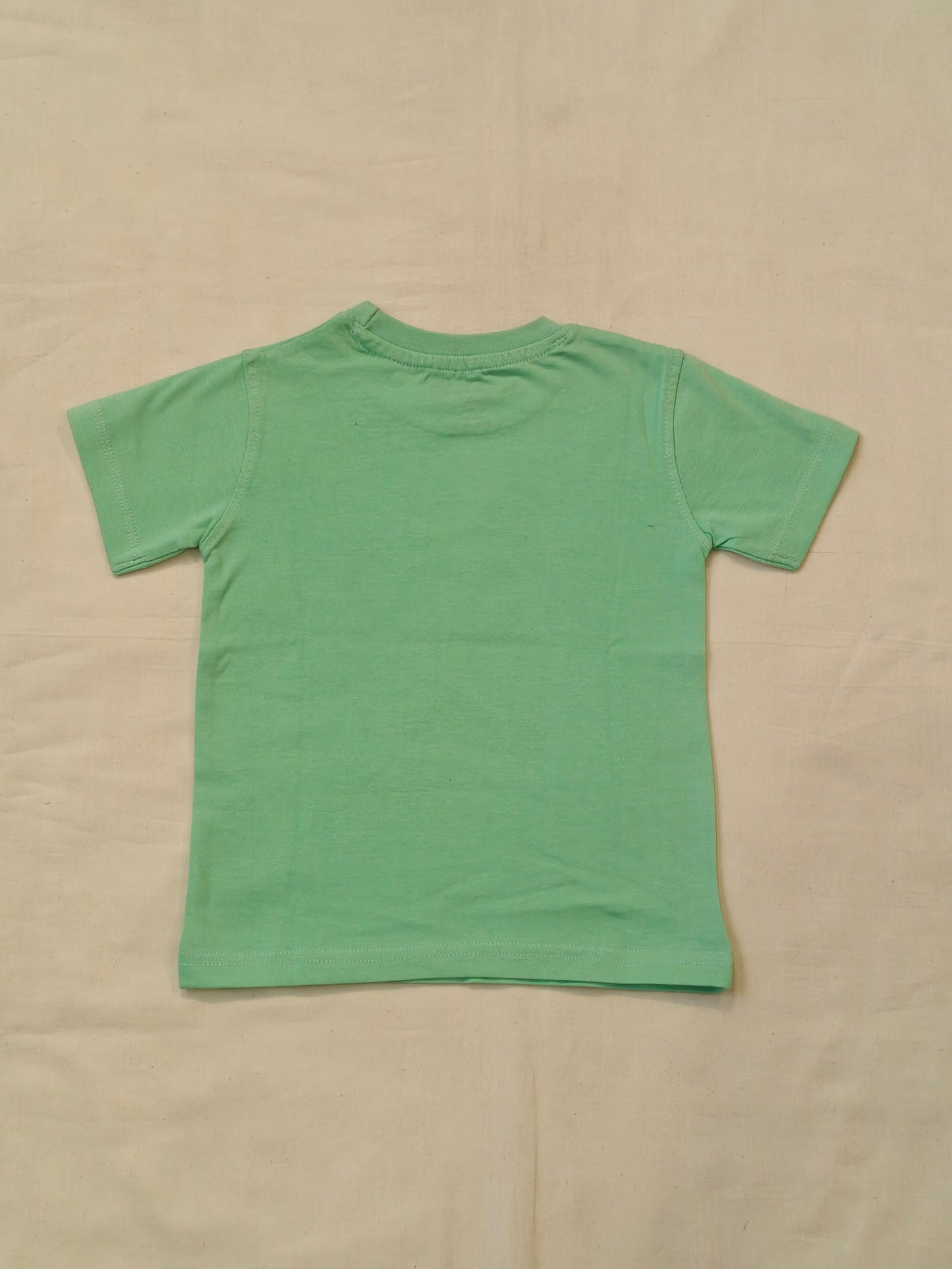 Light green cotton tshirt for kids with kitten / cat print