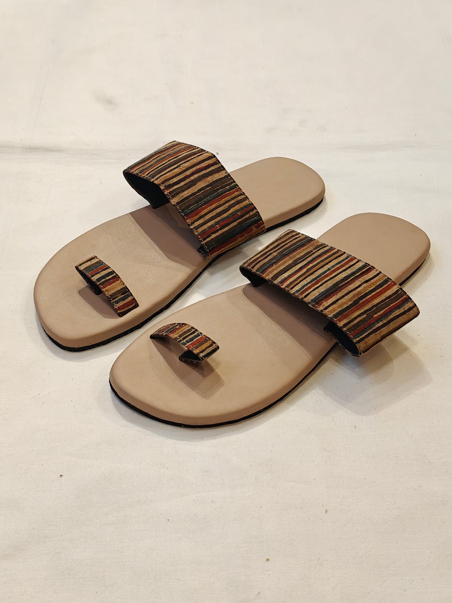 Beige upcycled tyre sandals