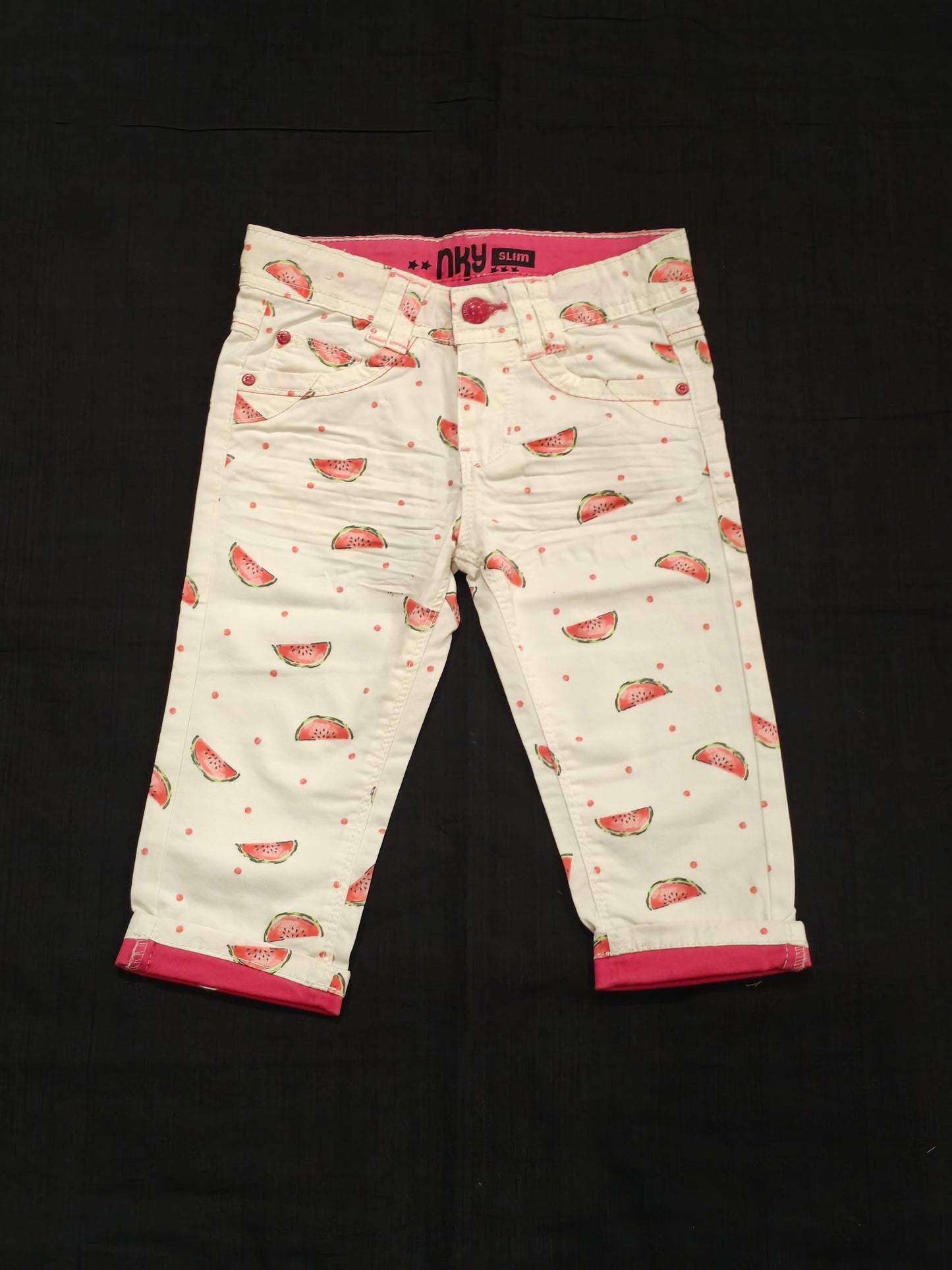 White pants for girls with watermelon prints