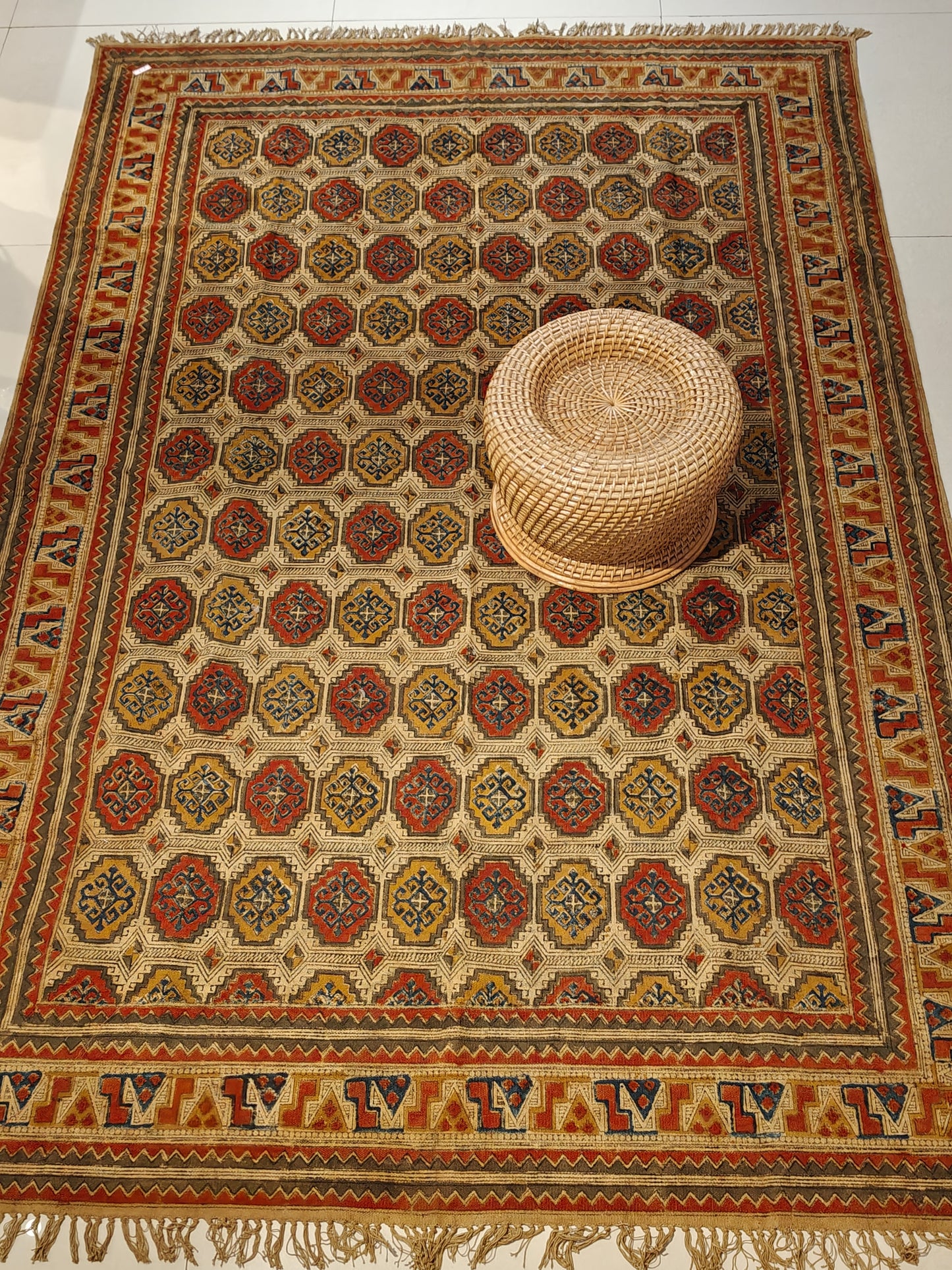 6 × 9 feet cotton Kalamkari hand block printed carpets