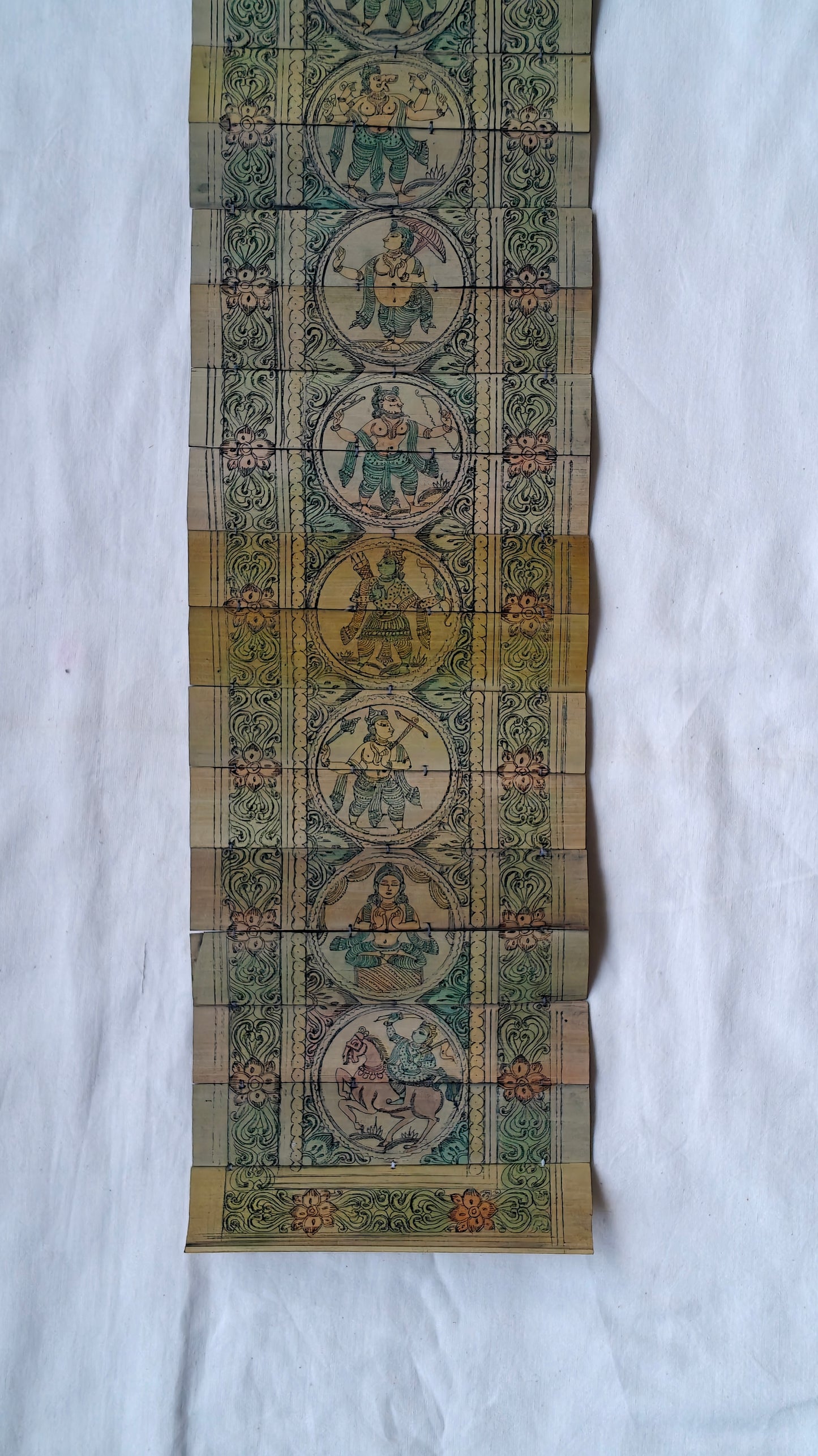 Patachitra hand-painted ganesh ji and dasavatar on palm leaves