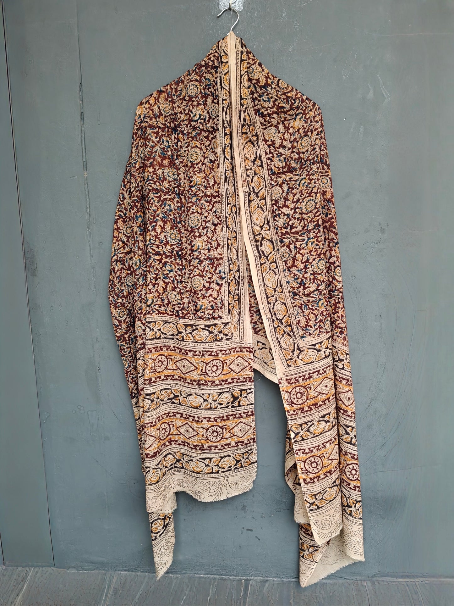 Kalamkari floral handblock printed soft cotton dupatta - multiple designs available
