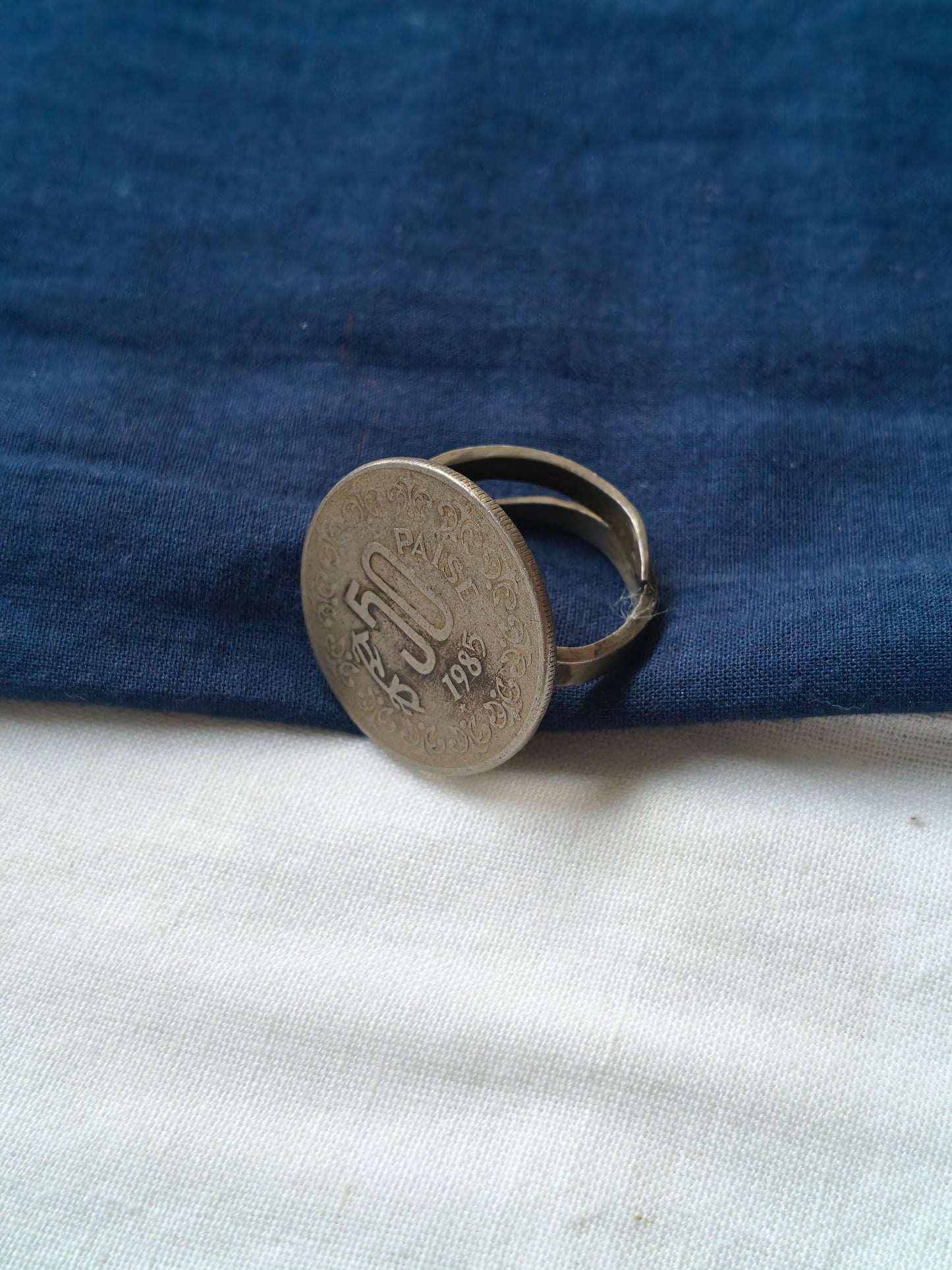 50 paise coin handcrafted finger ring