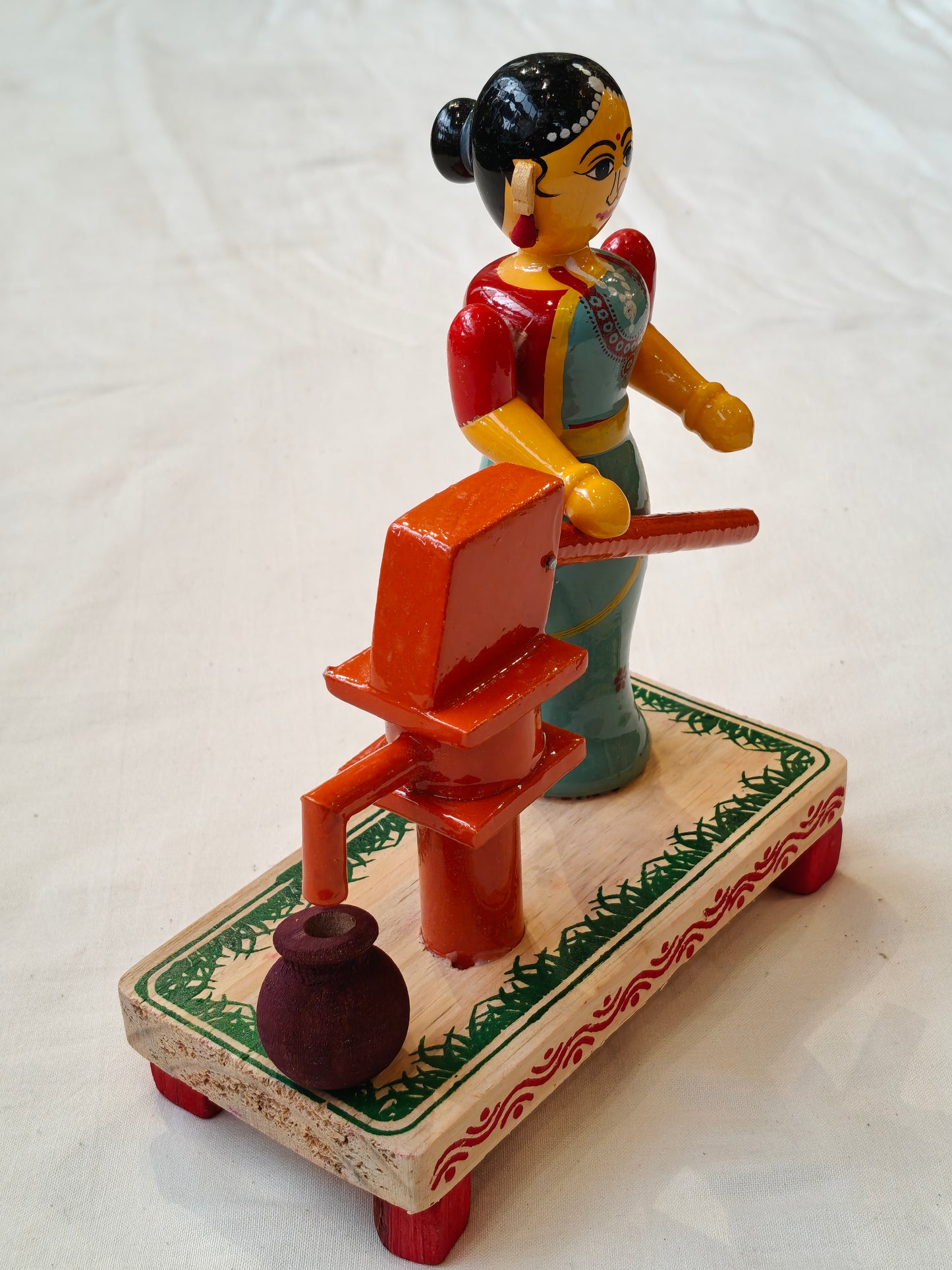 Lady with a handpump - wooden handcrafted decor
