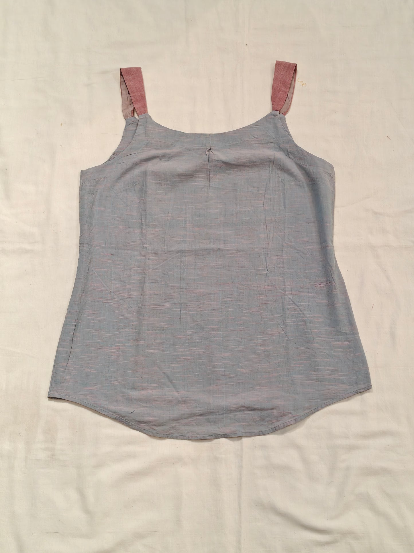Pinkish grey cotton sleeveless top