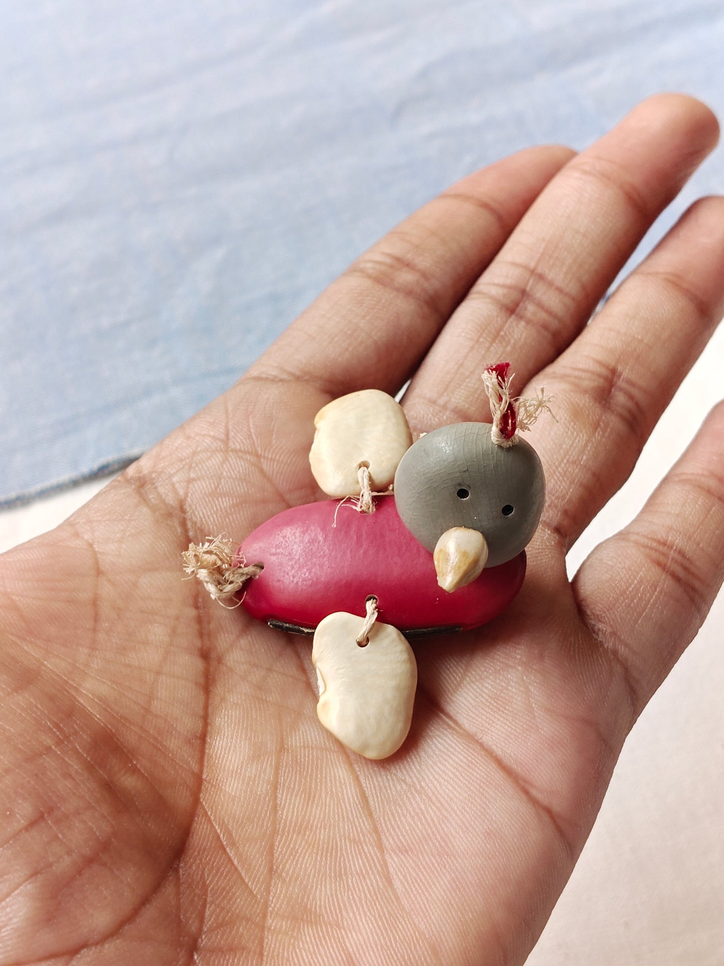 Pretty bird doll - Hancrafted with seeds