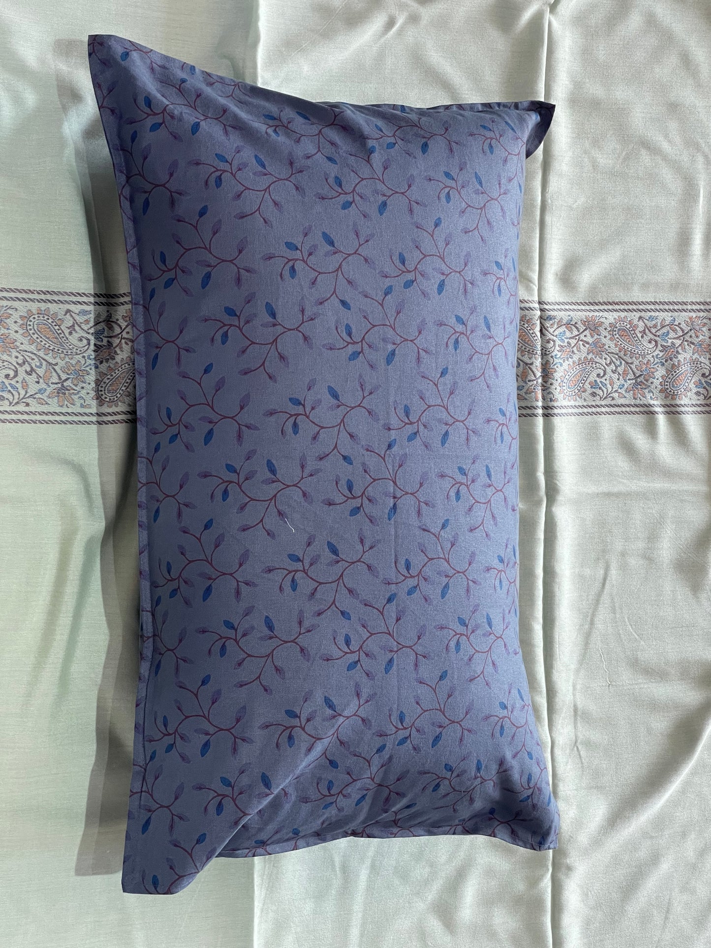 grey floral printed cotton pillow cover single