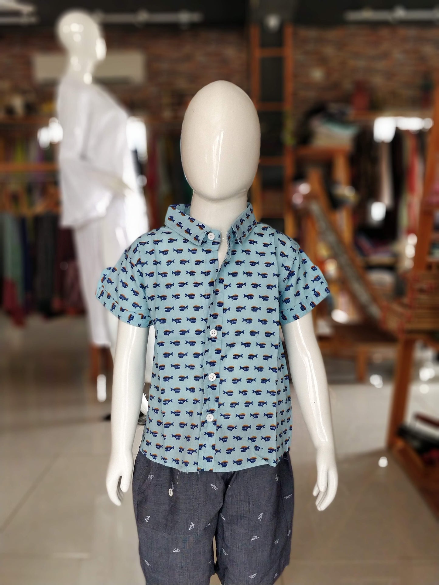 Boys cotton fish printed shirt
