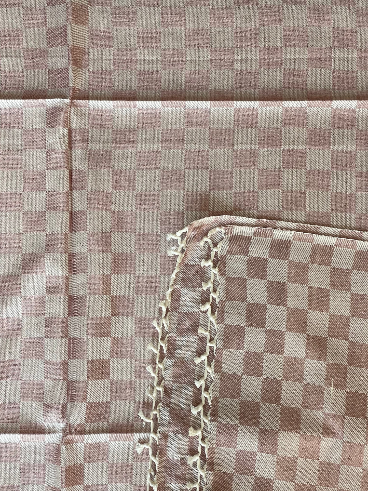 Onion pink Staple cotton hand woven single blanket