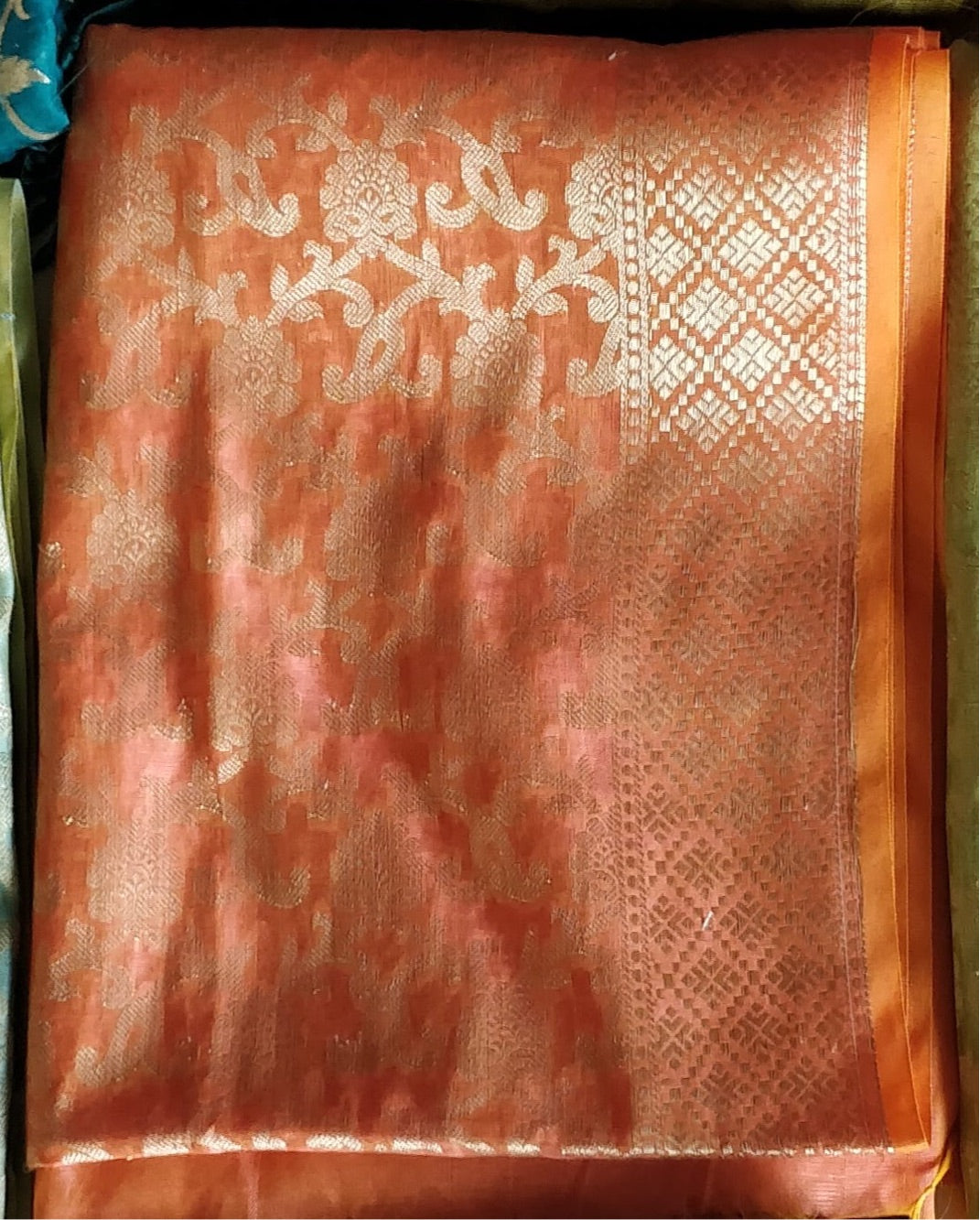 Yellow and orange banaras pastel cotton dupatta