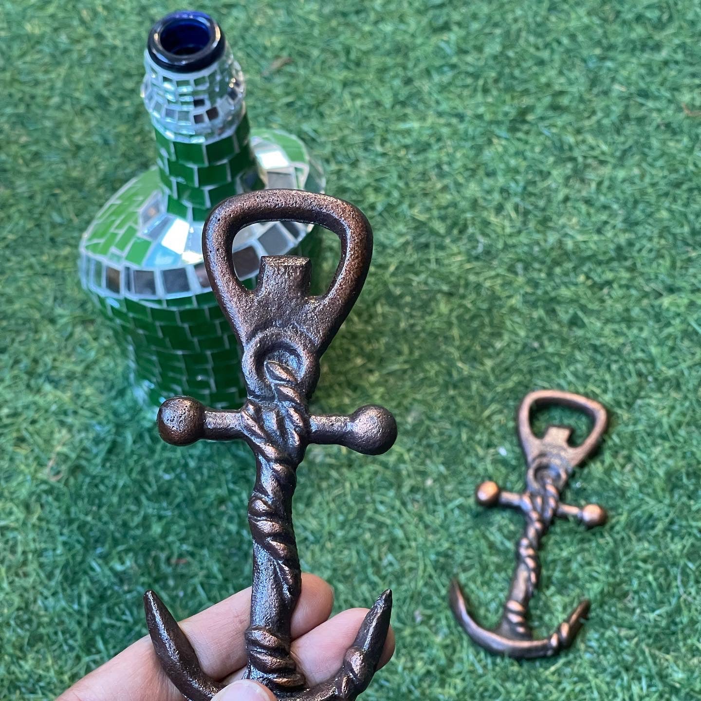 Antique look anchor bottle opener