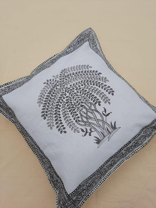 Hand block printed 16x16 inch cotton cushion cover