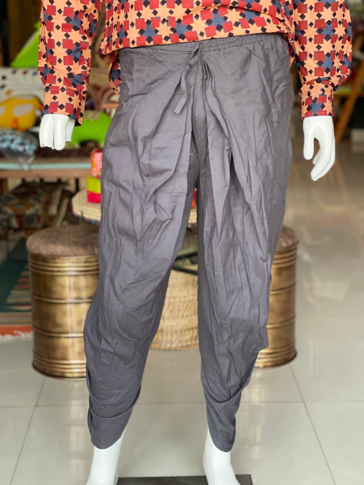 Grey cotton afghan / dhoti pants