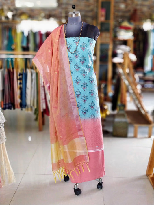 Light pink linen embroidered dupatta