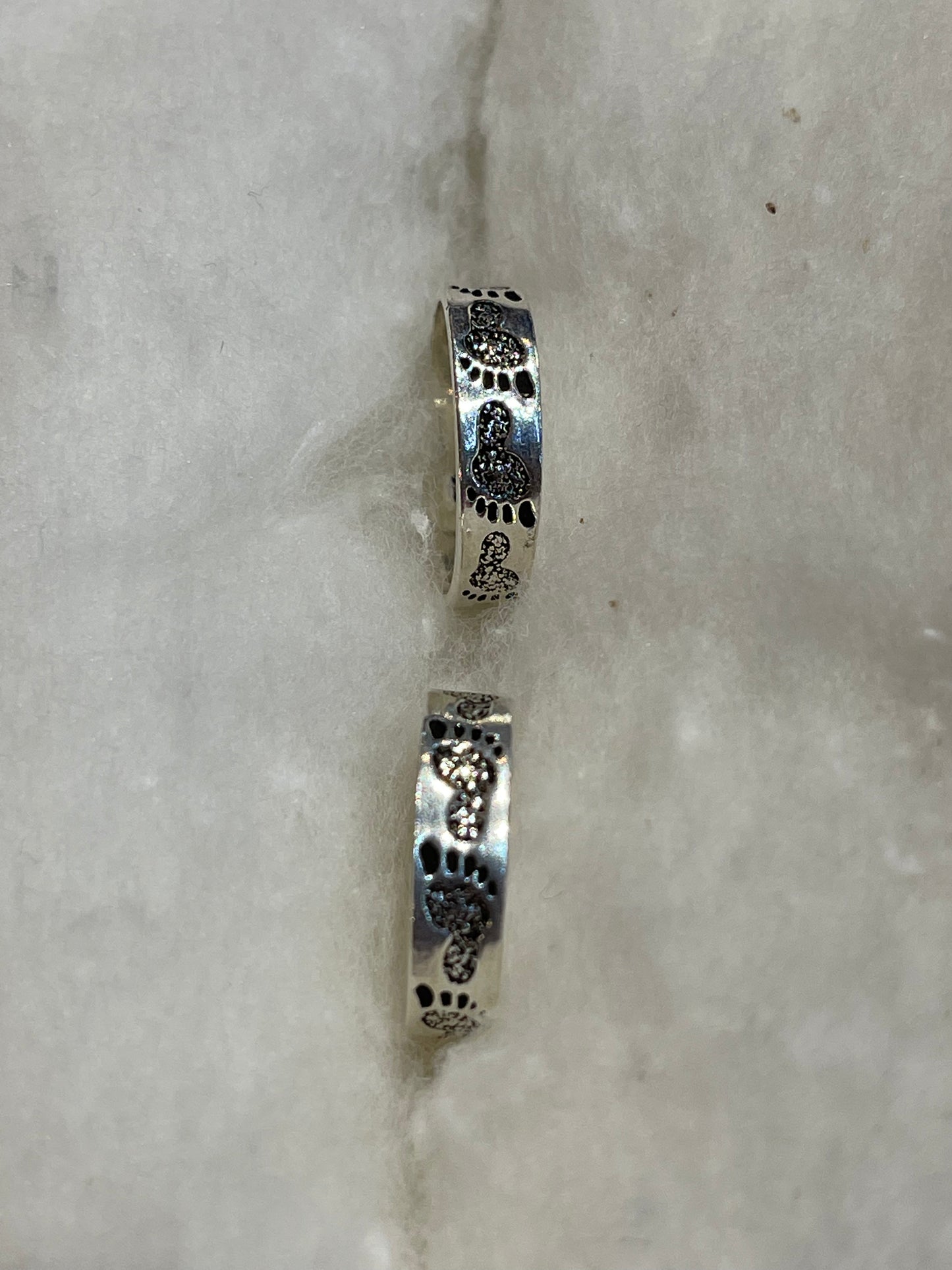 Foot print toe rings in 92.5 sterling silver pair