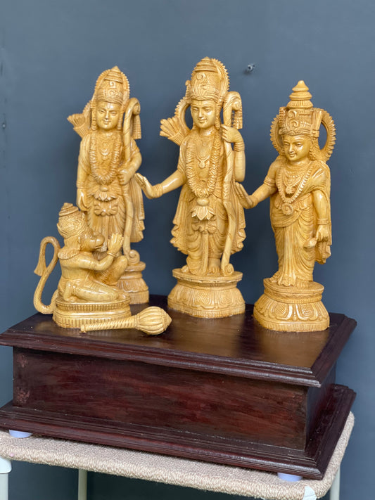 Shri Rama parivar wooden hand sculpted statue