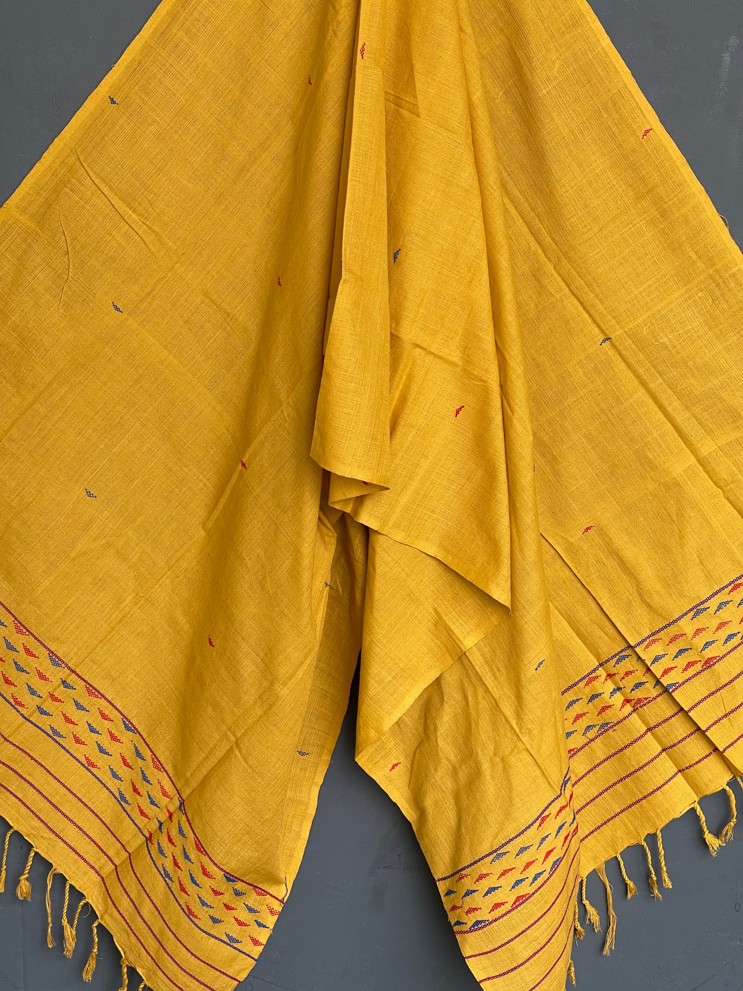 Mustard handloom Assam cotton stole