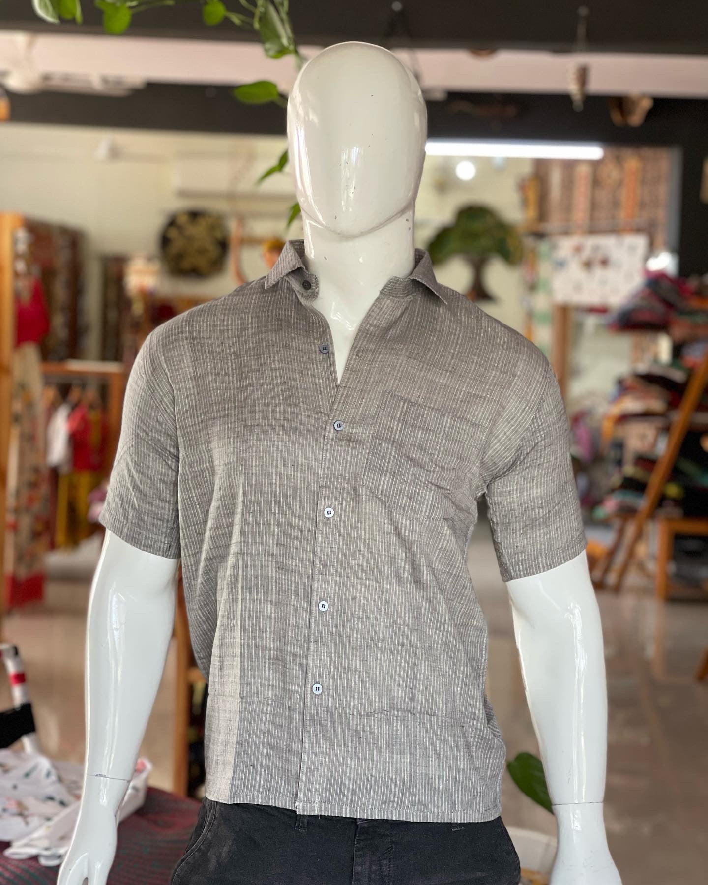 Handloom cotton half sleeves mens shirt