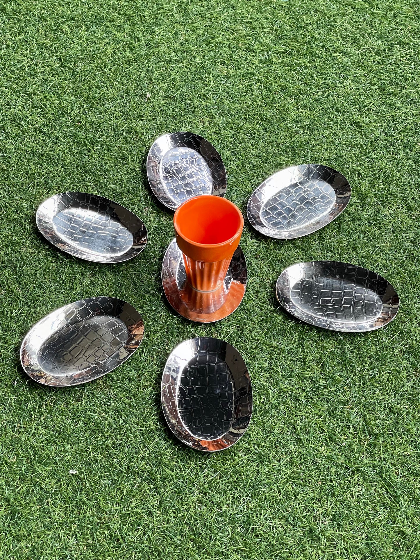 Leather finish steel tray