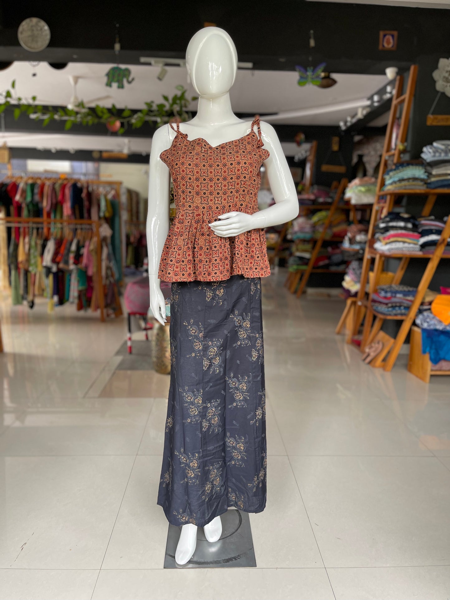 Black kalis straight silk skirt with khadi gold prints