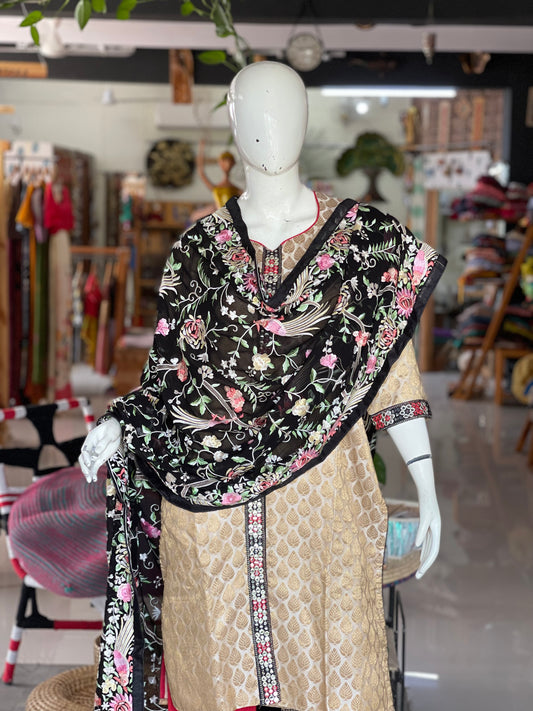 Georgette machine embroidered dupatta