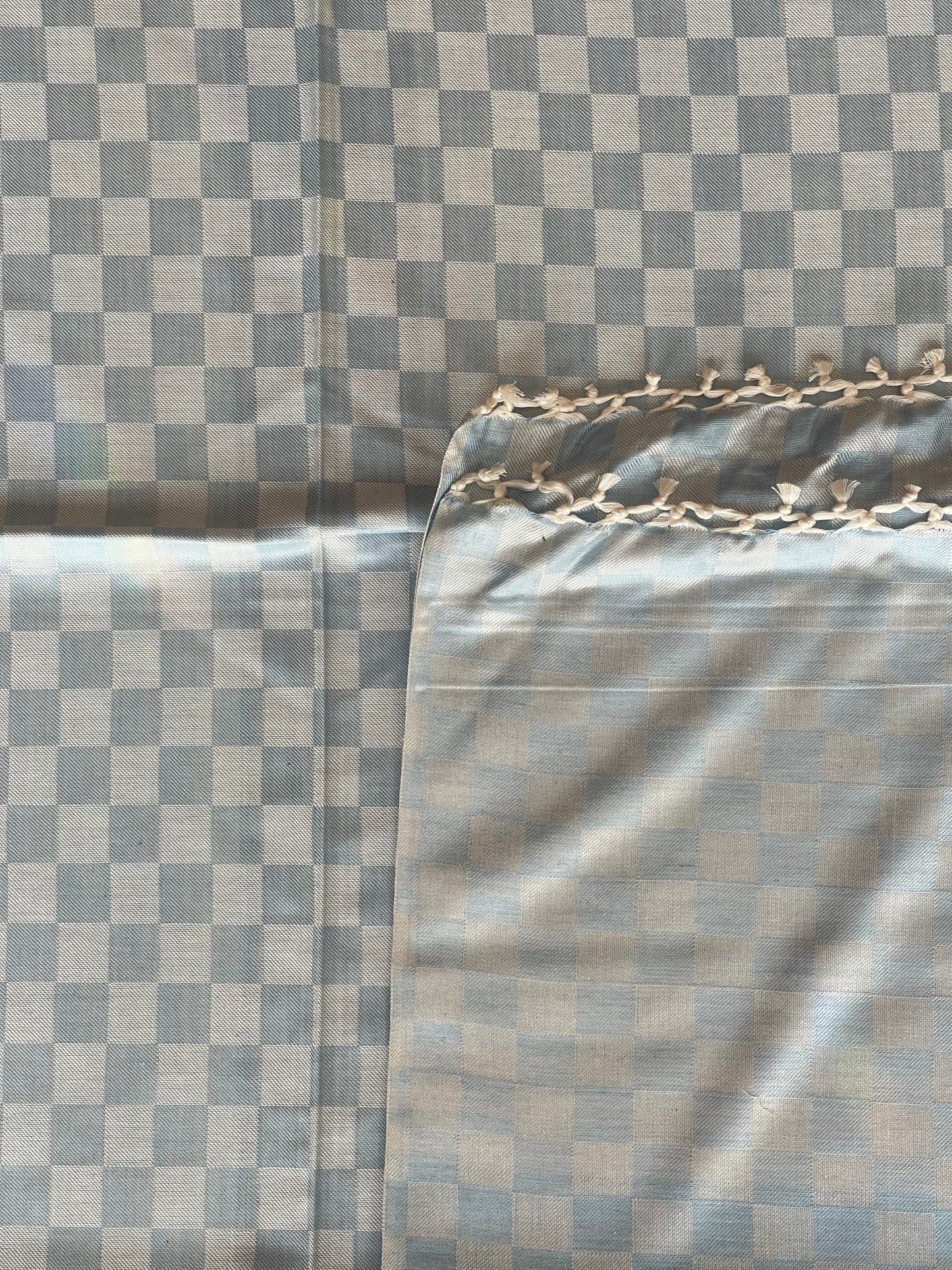 Staple cotton hand woven single blanket (blue)