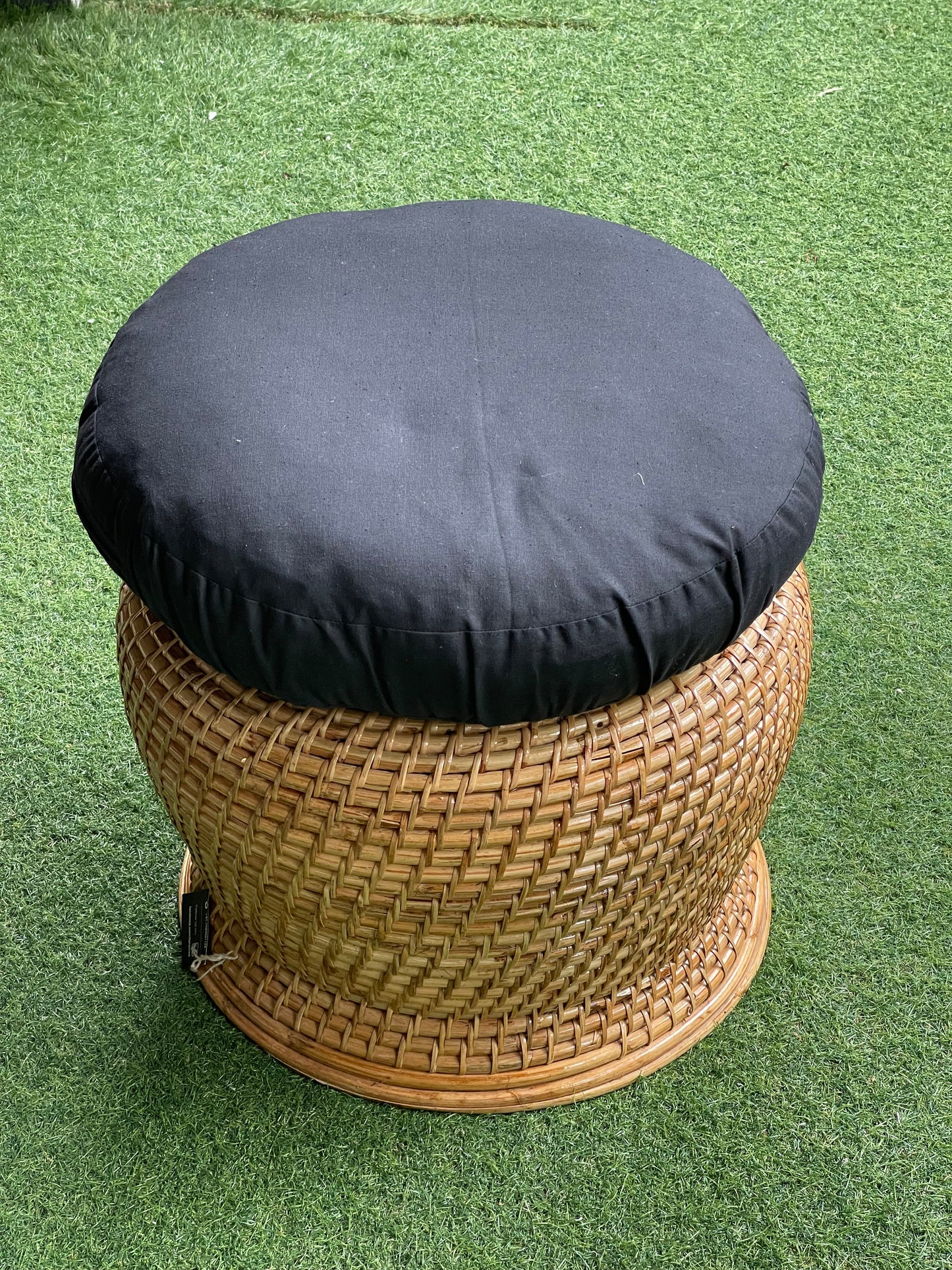 Round cushion with natural silk cotton filling and washable outer cover