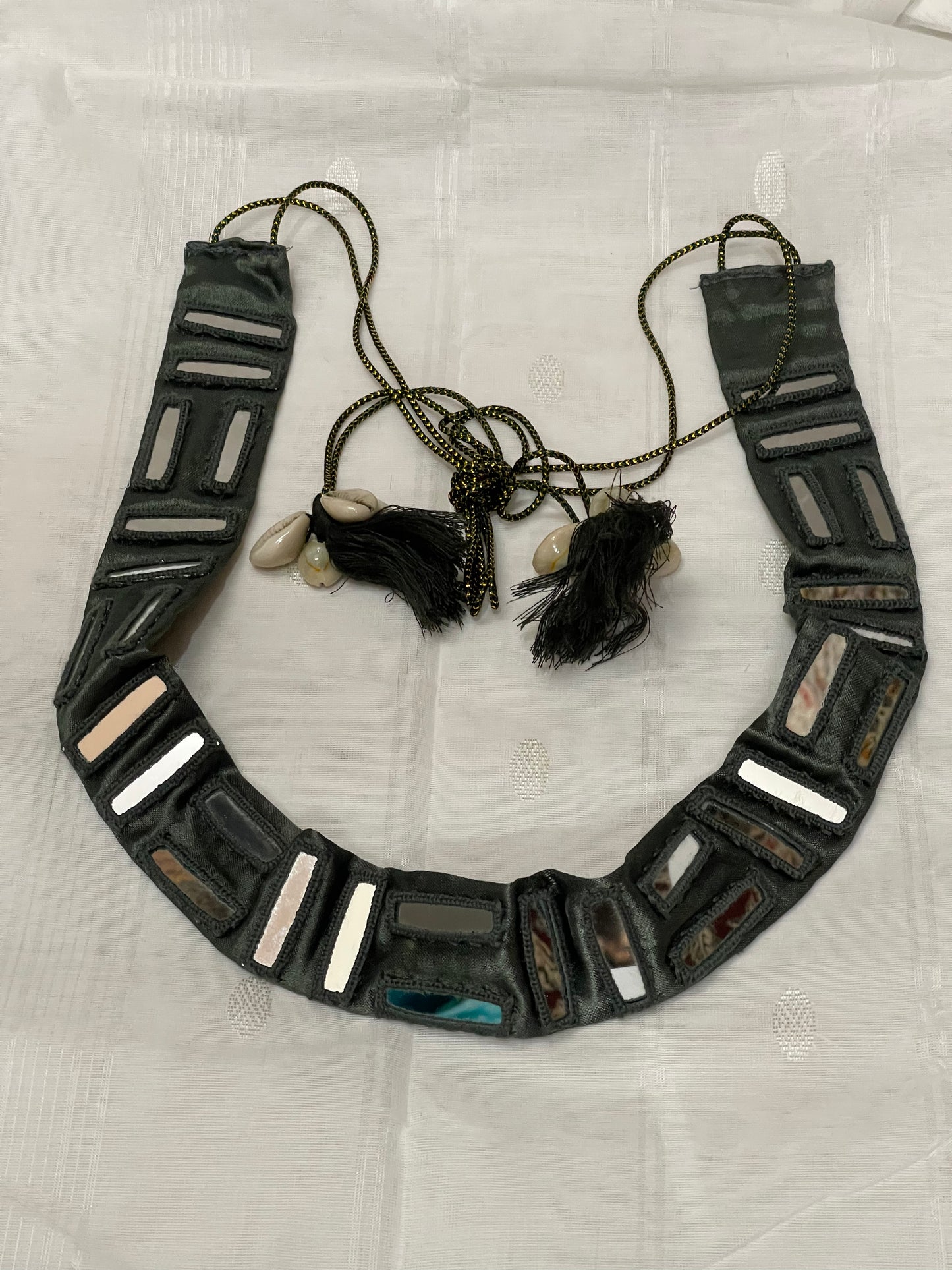 Olive green shade mirror work belt