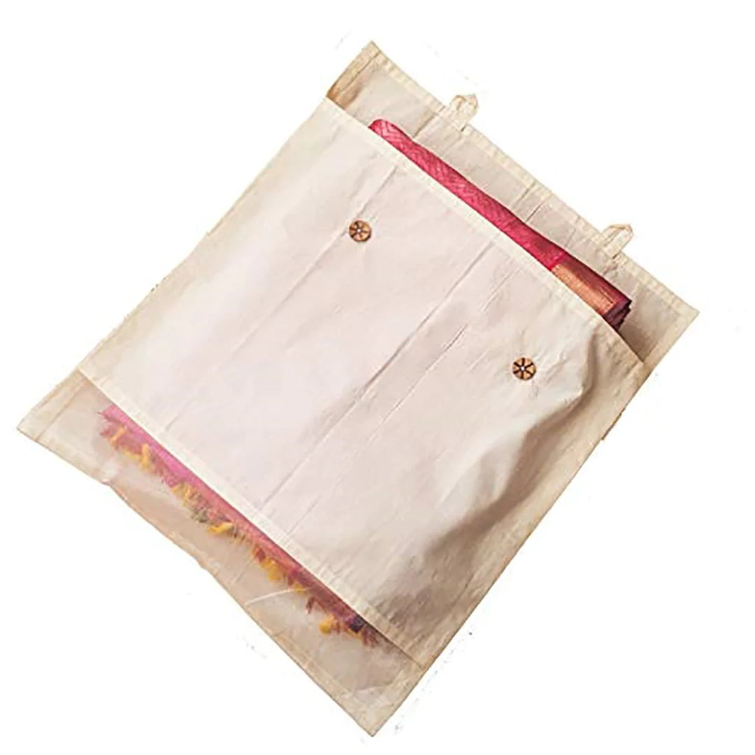 Cotton Saree cover / bag with separate pocket for blouse with see through portion
