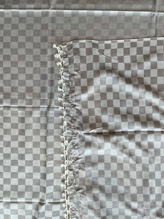 Staple cotton hand woven single blanket (lavenderish grey)