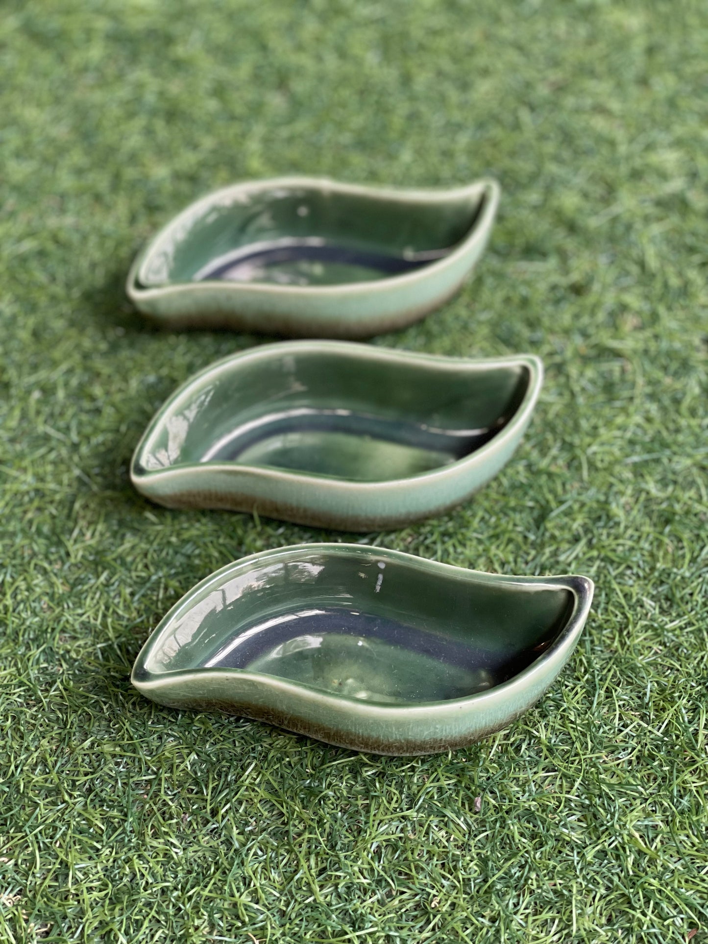 Green ceramic dip bowl - set of 2