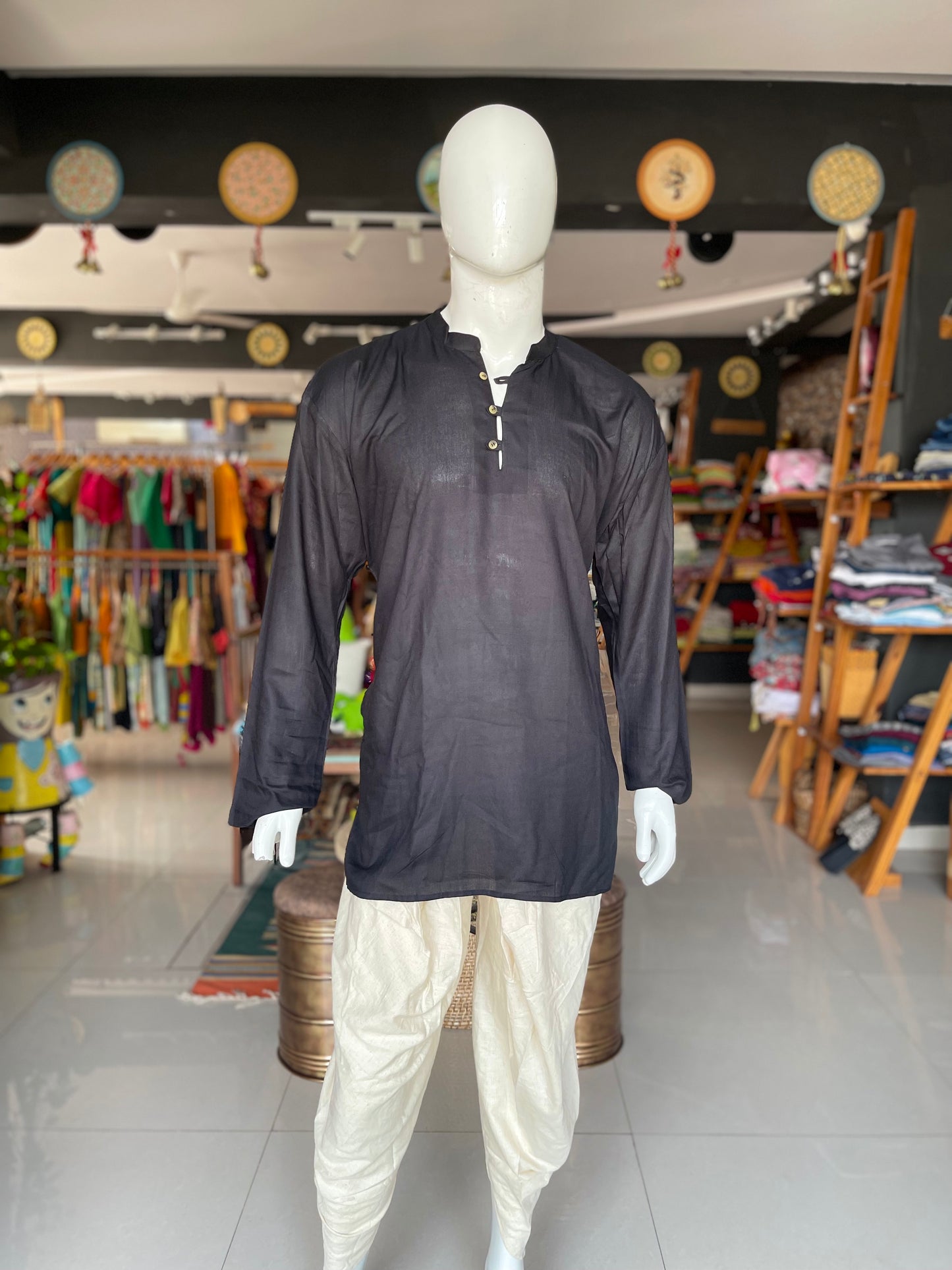 Off white cotton afghan / dhoti pants