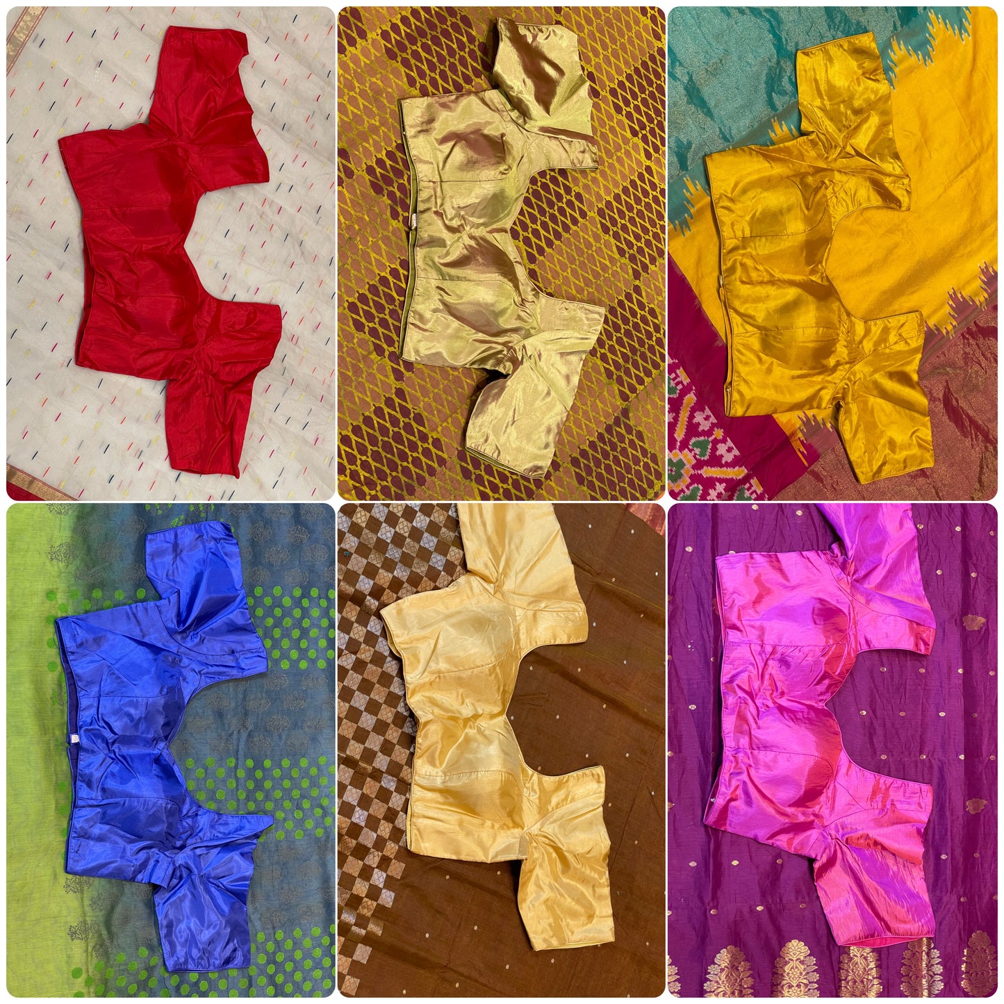 Silk plain blouse with sleeves