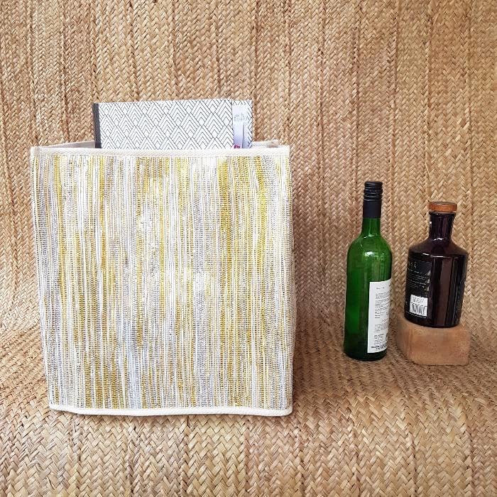 Upcycled plastic wrapper storage box (foldable)