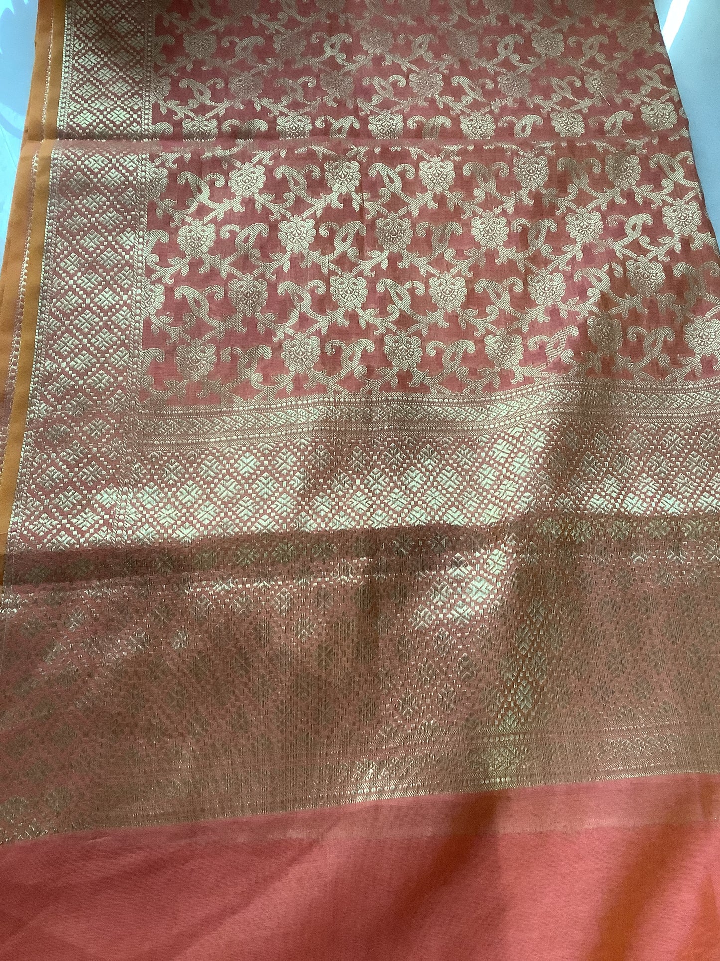 Yellow and orange banaras pastel cotton dupatta