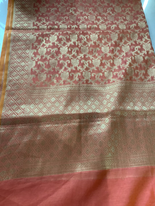 Yellow and orange banaras pastel cotton dupatta