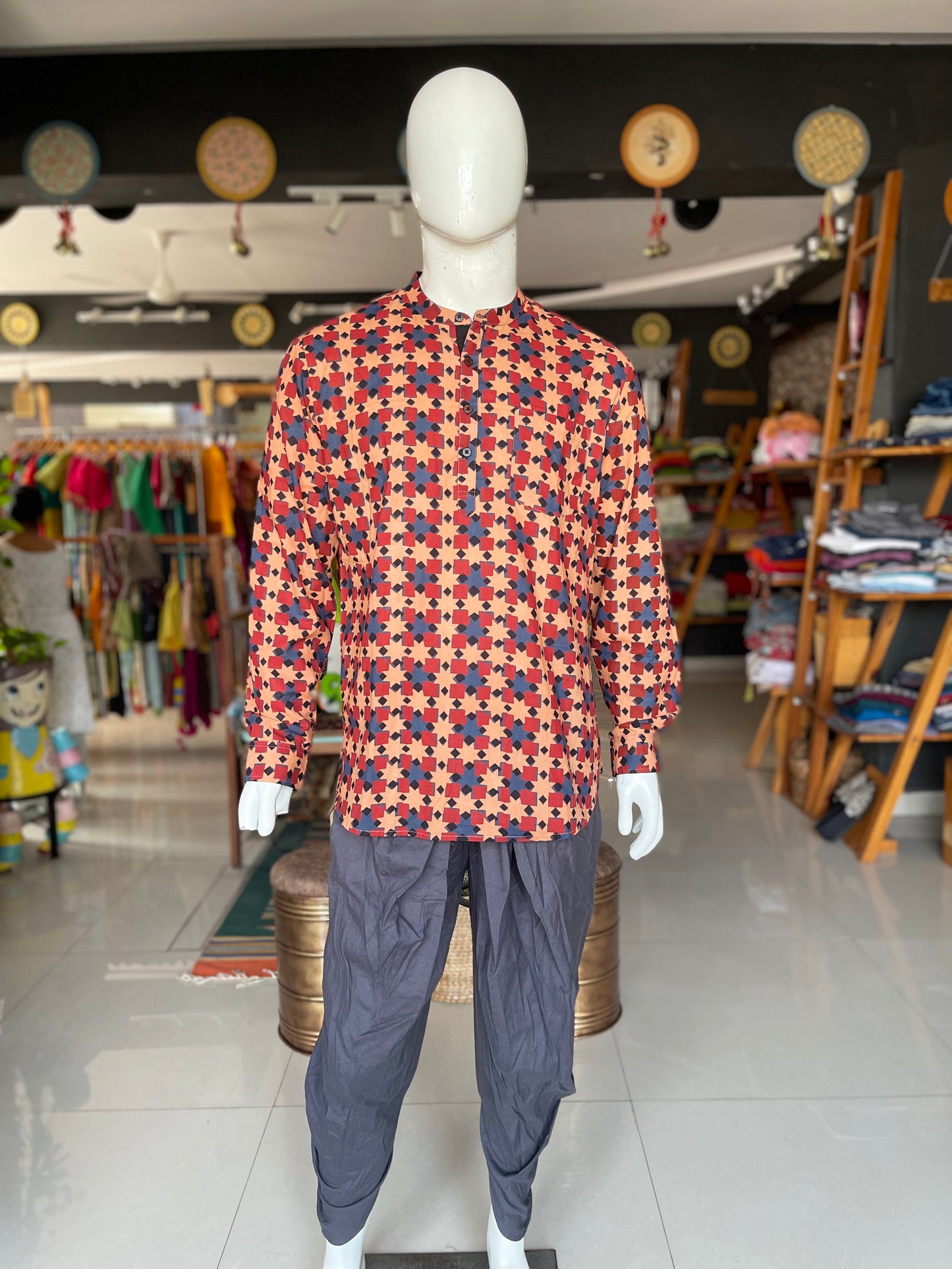 Grey cotton afghan / dhoti pants